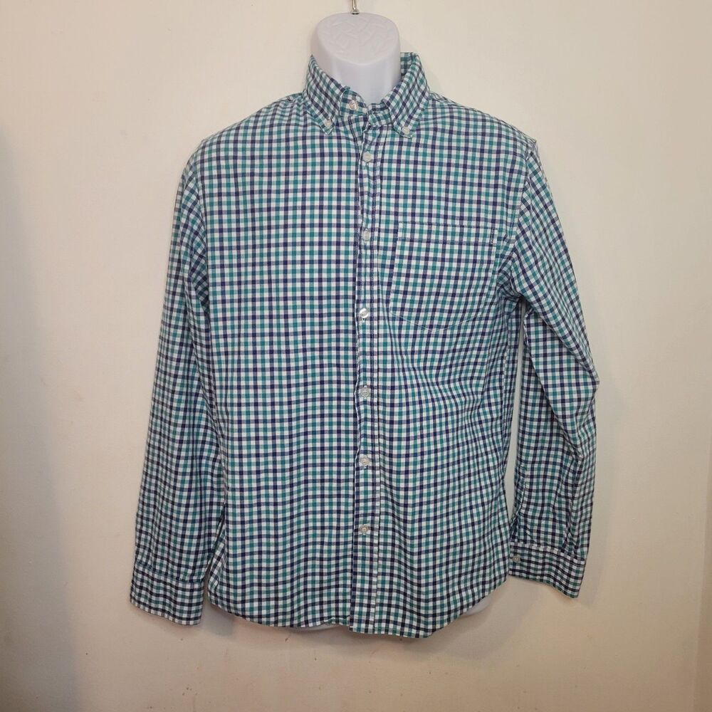 Chor Clothing Co Men’s Medium Slim Fit Button Down Shirt Blue Green Plaid